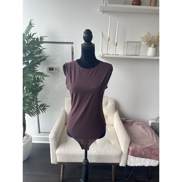 Parade Chocolate Brown Silky Mesh Sleeveless Thong Bodysuit Size XL - Picture 1 of 8